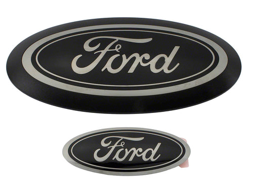 2023-2024 Ford Super Duty Smoke Black Oval Grille & Tailgate Badges Without Front Camera M-1447-SDB3