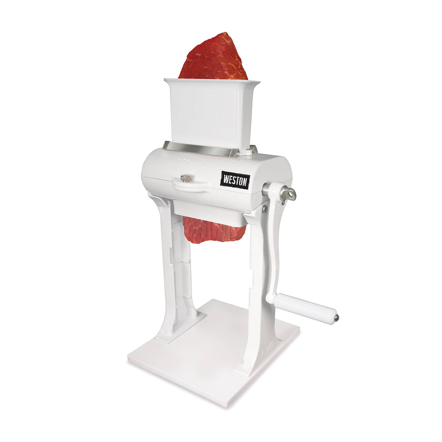 Weston Meat Tenderizer Tool & Cuber Heavy Duty, Quick and Easy Manual Operation For Cuts Up To 4.5” Wide x .75” Thick, Durable Aluminum Construction, Stainless Steel Blades, White (07-3101-W-A)