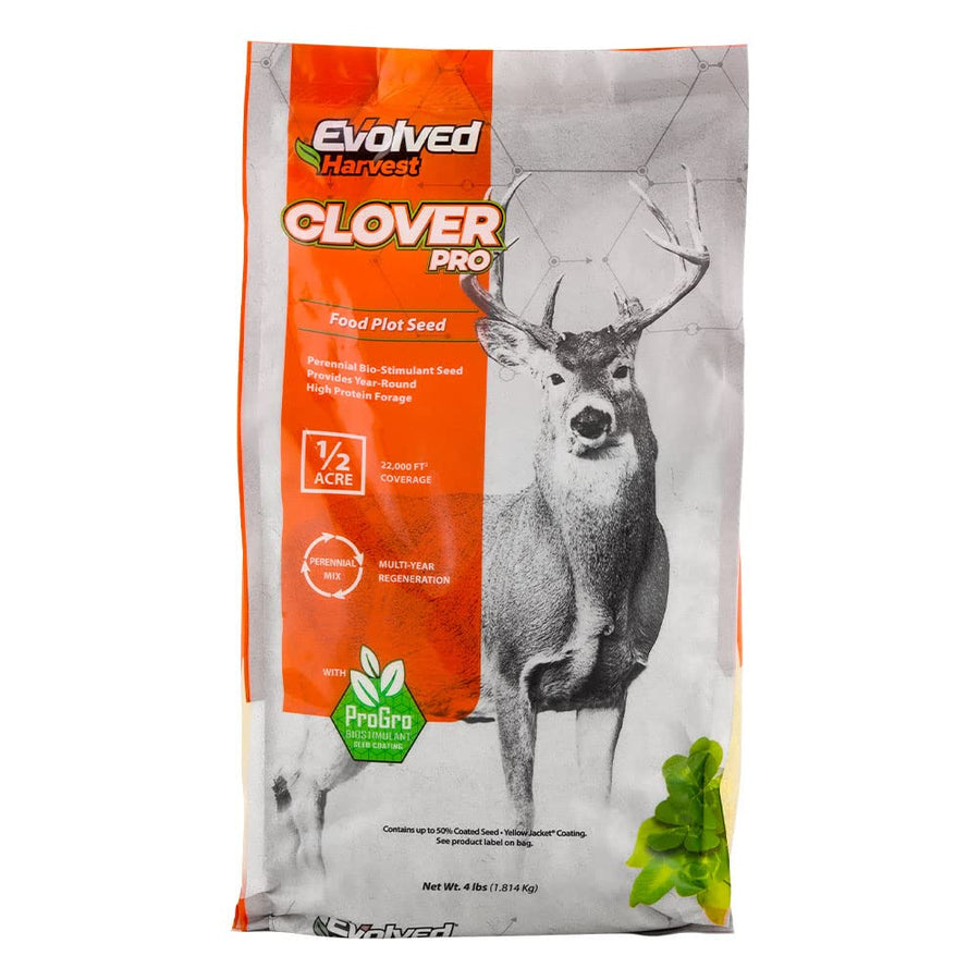Clover Pro Evolved Harvest Food Plot Seed with Biostimulant Coating - Vital Nutrient Forage for Deer, 4 Lbs.