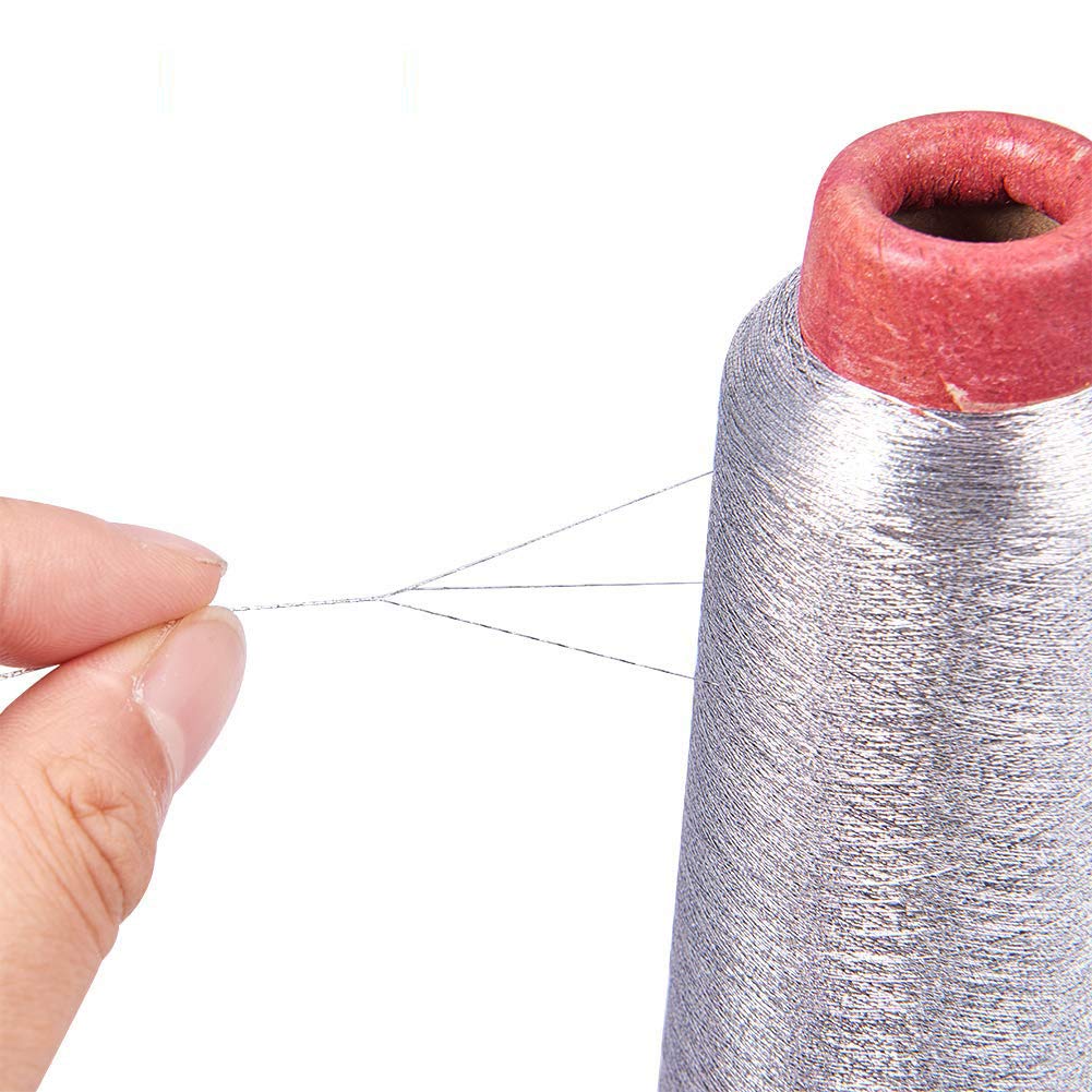 2 Spools JEWELEADER 6500 Yards Gold Silver Machine Embroidery Threads Polyester Sewing Thread Cross Stitch Floss for Making Handicraft Tassel Quilting Clothing Home Textile Decoration 3280 Yards/Spool