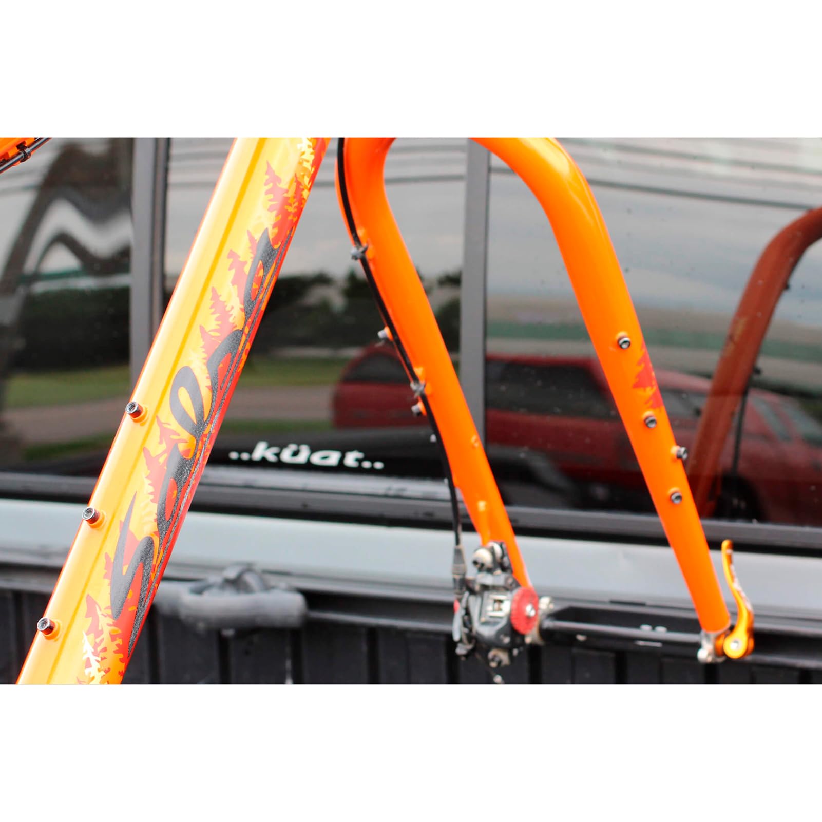 Dirtbag KUAT Bike Storage & Transportation Rack | Durable Steel Compact Direct Bolt-On Secure Bicycle Hauling Mount for Truck Beds Trailers Cargo Carriers | Black, 9mm x 100mm - Skewer