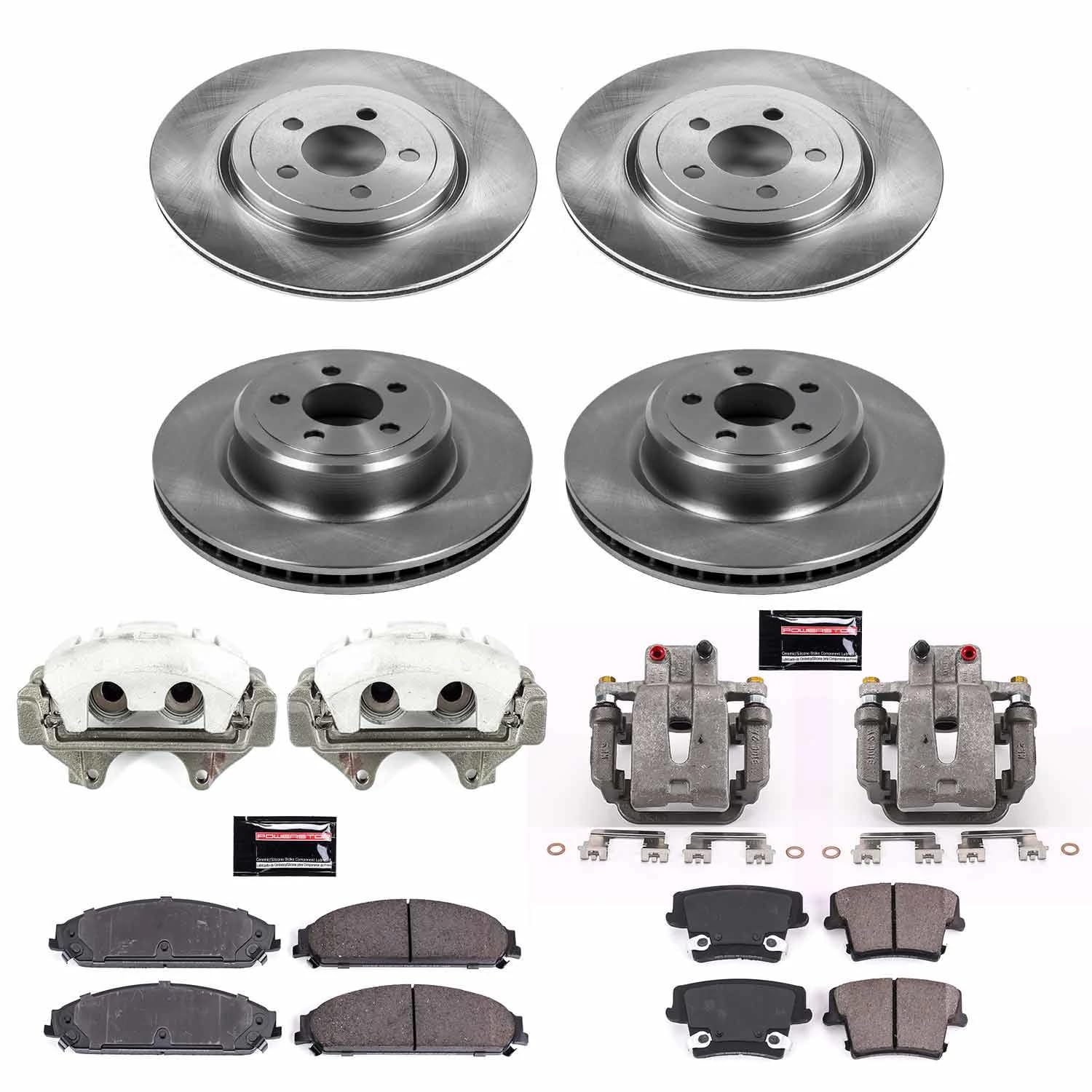 Power Stop KCOE5456A Replacement Autospeciality Front and Rear Caliper Kit- OE Rotors, Ceramic Brake Pads, Calipers For Dodge Charger 2012-2014 [Model Specific]