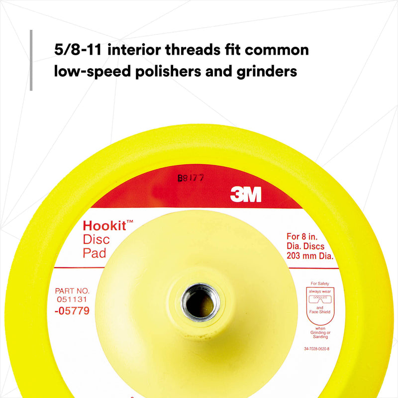 3M Hookit Disc Pad, 8 in, Medium Density Foam, 05779, Abrasive Disc Pad for Paint Stripping, Primer Sanding, Polishing or Grinding