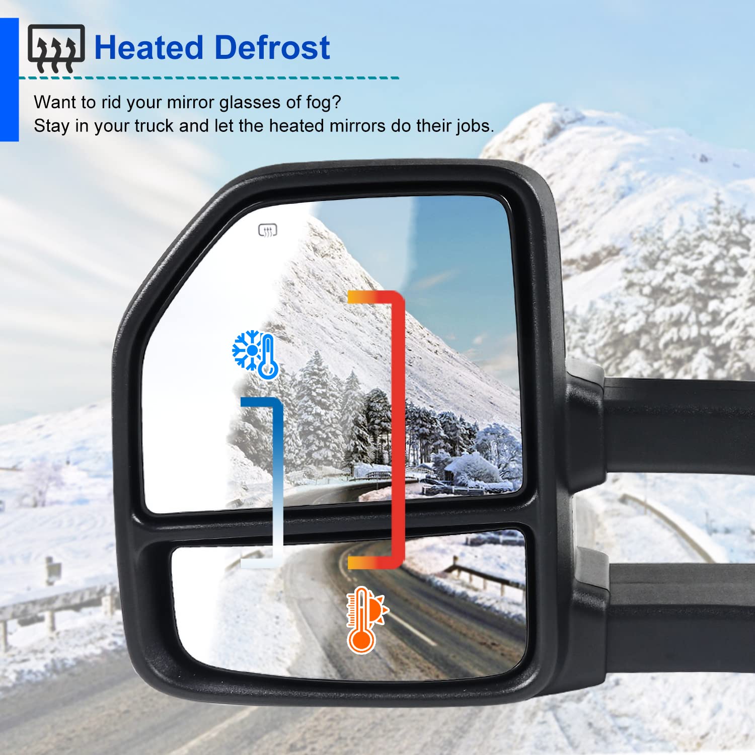 Power Spec-D Tuning Heated Chrome ABS Towing Mirrors Smoke LED Signal Compatible with Ford F150 2004-2006