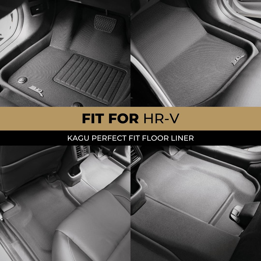 3D MAXpider Kagu Custom Fit Floor Mat (Black) Compatible With Honda HR-V 2023-2025 - R1 R2