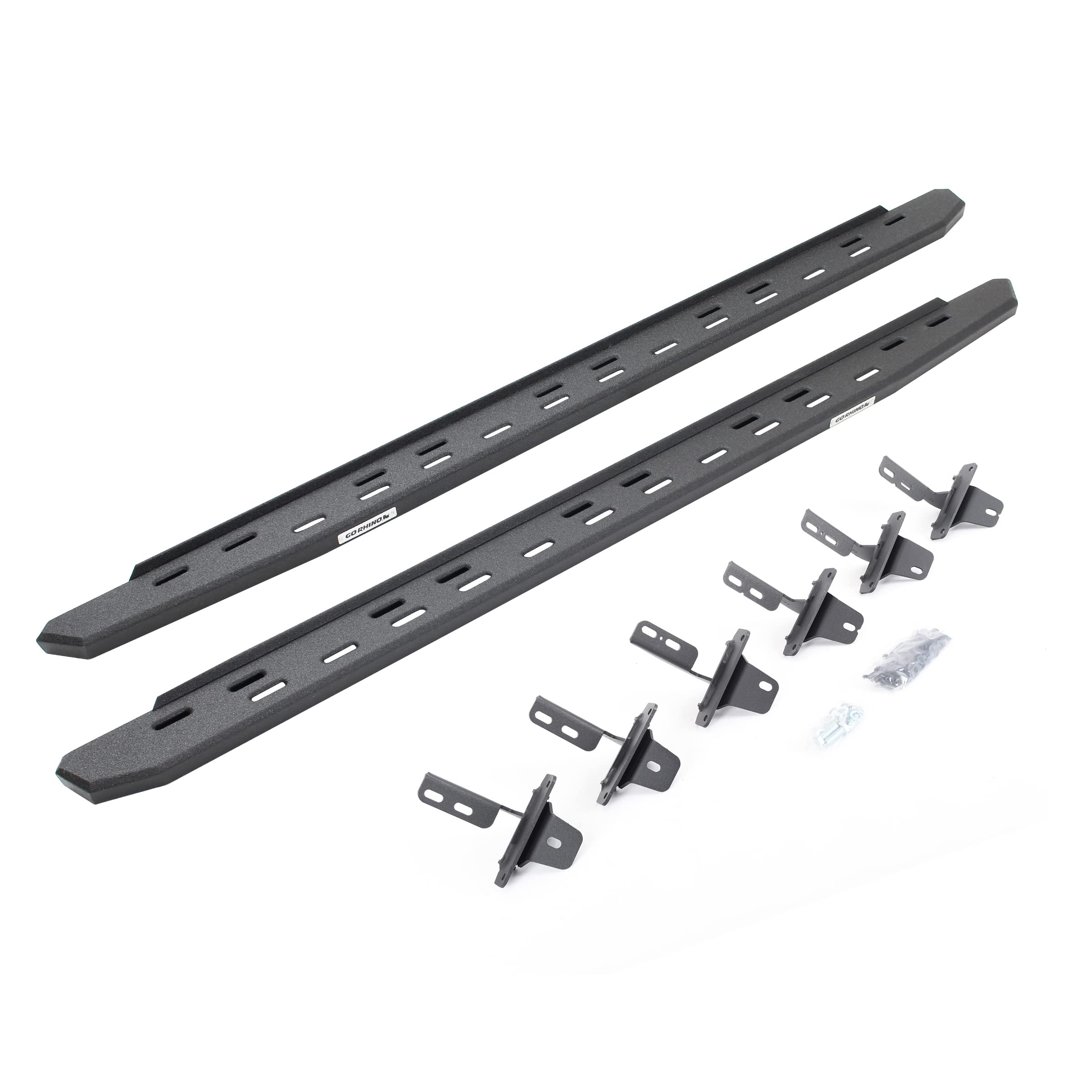 RB30 Slim Go Rhino Running Boards & Brackets | Galvanized Steel, Protective Bedliner Coating | 69612973ST | Fits 2021-2025 Ford Bronco 4-Door (Excludes Bronco Sport)