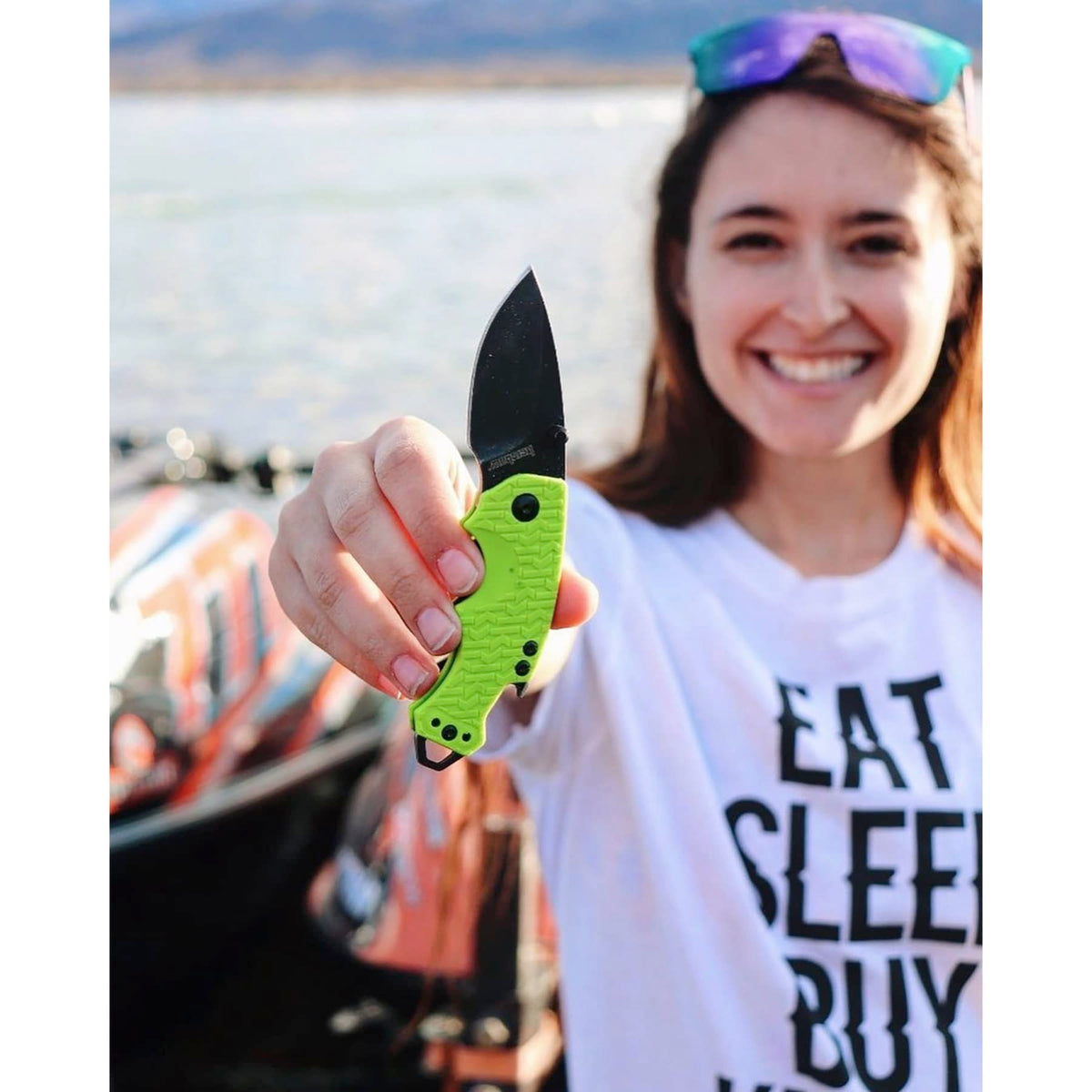 Kershaw Folding Shuffle Pocket Knife, Lime Green, 2.4 Inch Stainless Steel Drop Point Blade, EDC Utility, with Flathead Screwdriver, Manual Opening, Everyday Carry Pocket Knife for Men and Women