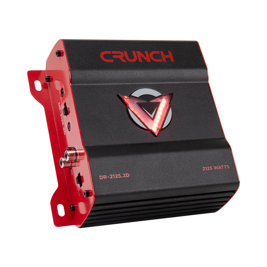 2125W Crunch 2 Channel Car Audio Subwoofer Amplifier with Adjustable Crossovers, Bass Knob & Remote, LED VU-Meter, QTD Cooling and PWM Power Supply