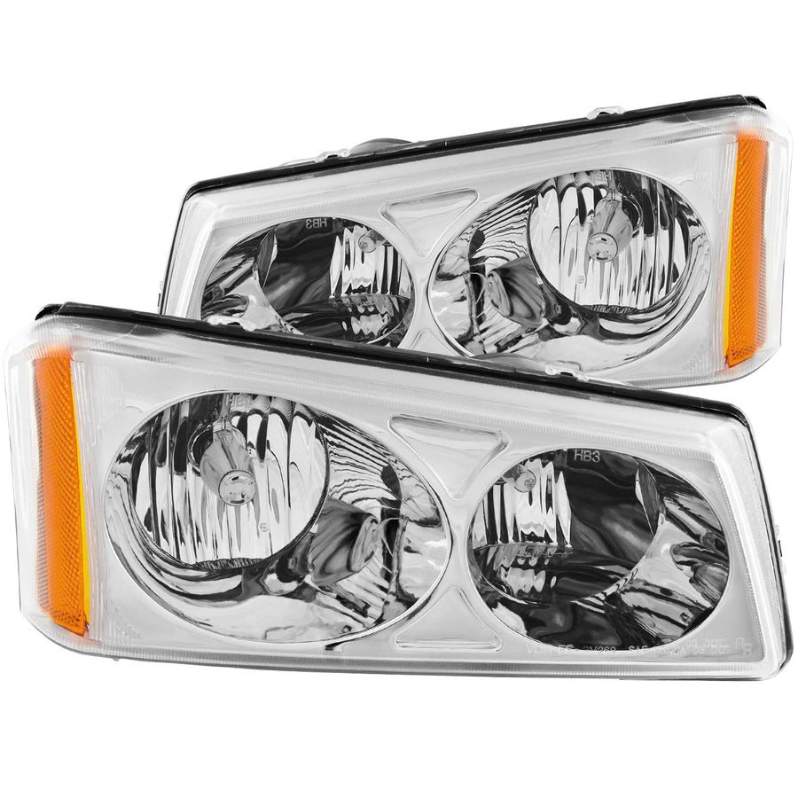 Chevrolet Avalanche/Silverado Anzo USA 111010 Crystal Chrome Headlight Assembly - (Sold in Pairs)