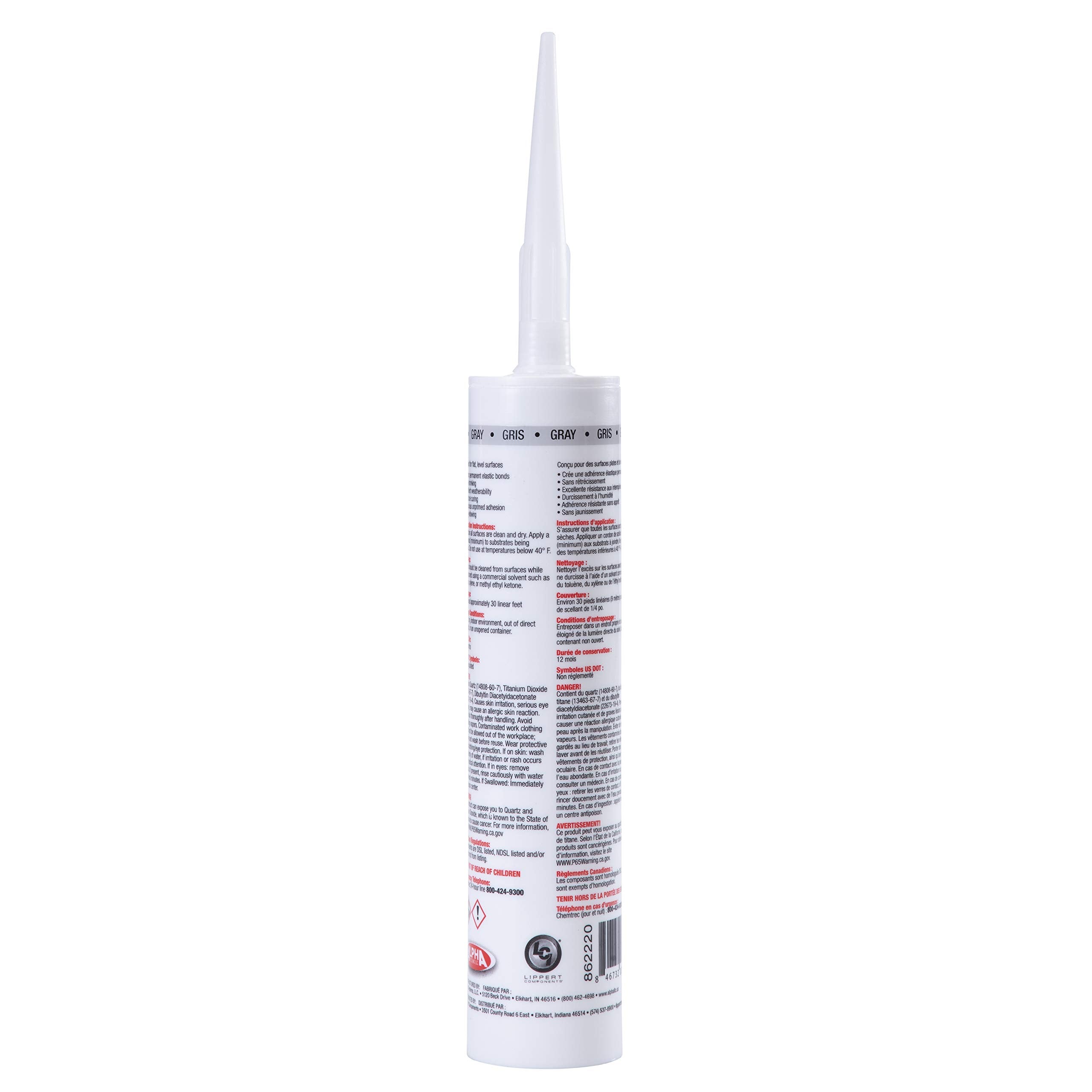 Lippert Components 5121 N512103TLCI ALPHATHANE 100% Solids Self-Leveling Sealant, Gray (9.8 Oz. Tube)