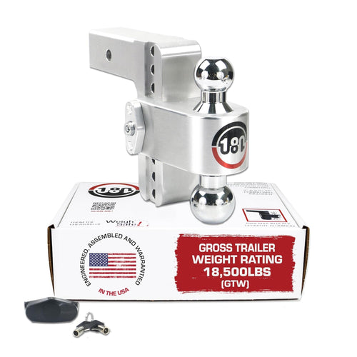 Weigh Safe Trailer Hitch 180-Degree - Adjustable Trailer Hitch for Towing - Compatible with 2.5" Receivers - 6" Drop, Chrome-Plated Tow Balls, 18,500 GTW, 1-Piece Lock Set