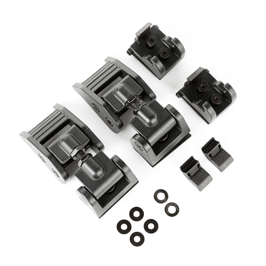 Hood Catch Kit Rugged Ridge for Jeep Wrangler/Gladiator | Textured Black | 11210.27 | Fits 2018-2025 Jeep Wrangler JL; 2020-2025 Jeep Gladiator JT