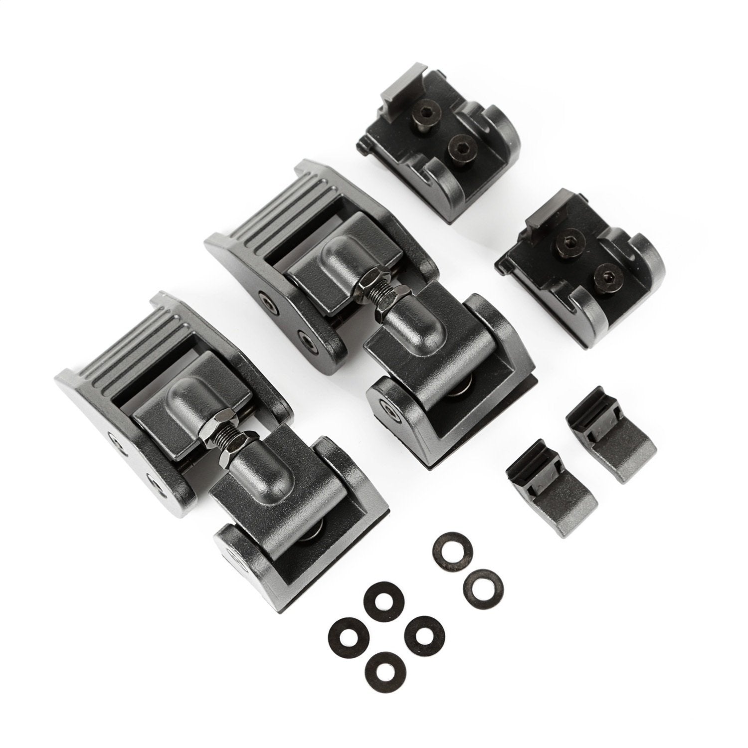 Hood Catch Kit Rugged Ridge for Jeep Wrangler/Gladiator | Textured Black | 11210.27 | Fits 2018-2025 Jeep Wrangler JL; 2020-2025 Jeep Gladiator JT