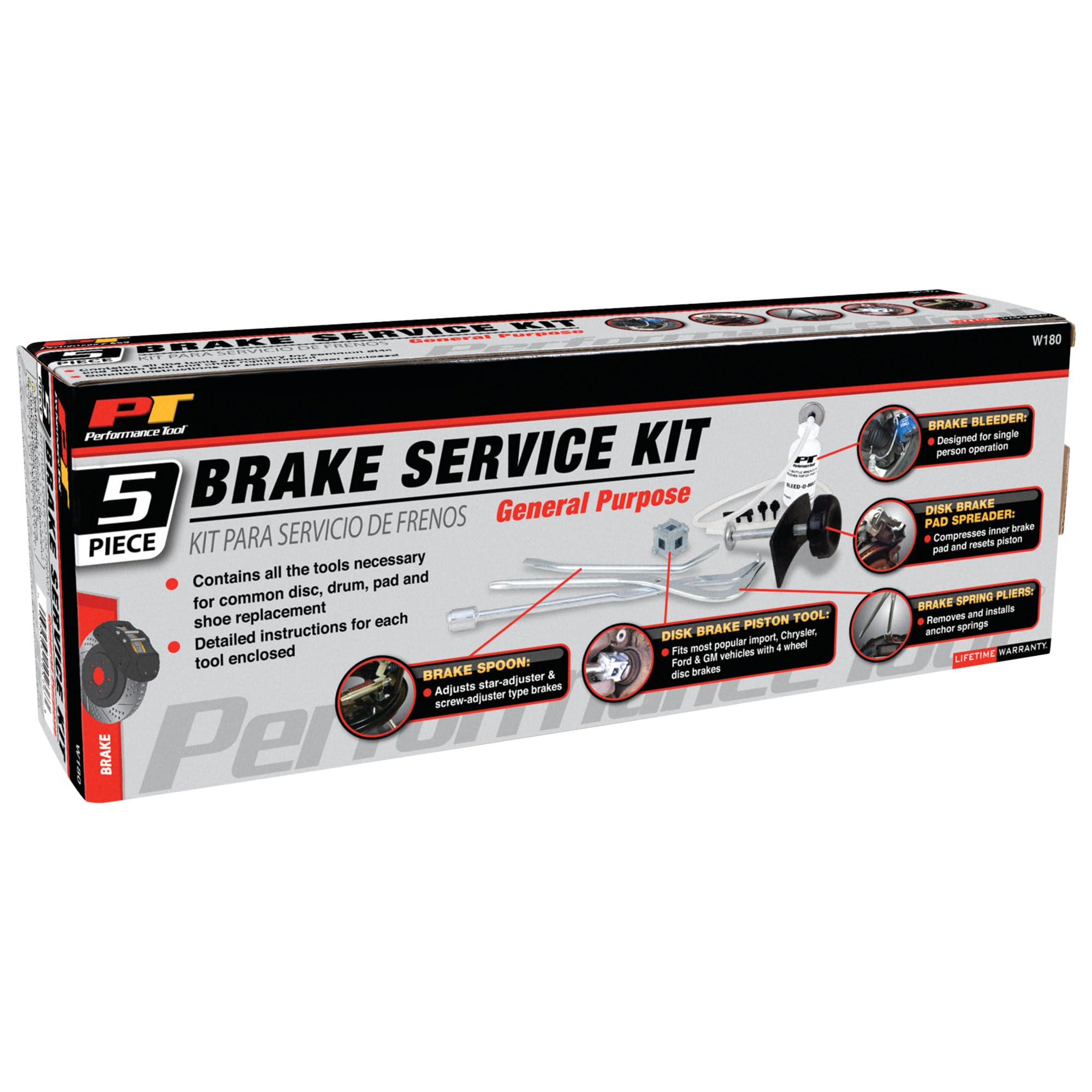 W180 Performance Tool Brake Service Kit, 5-Piece
