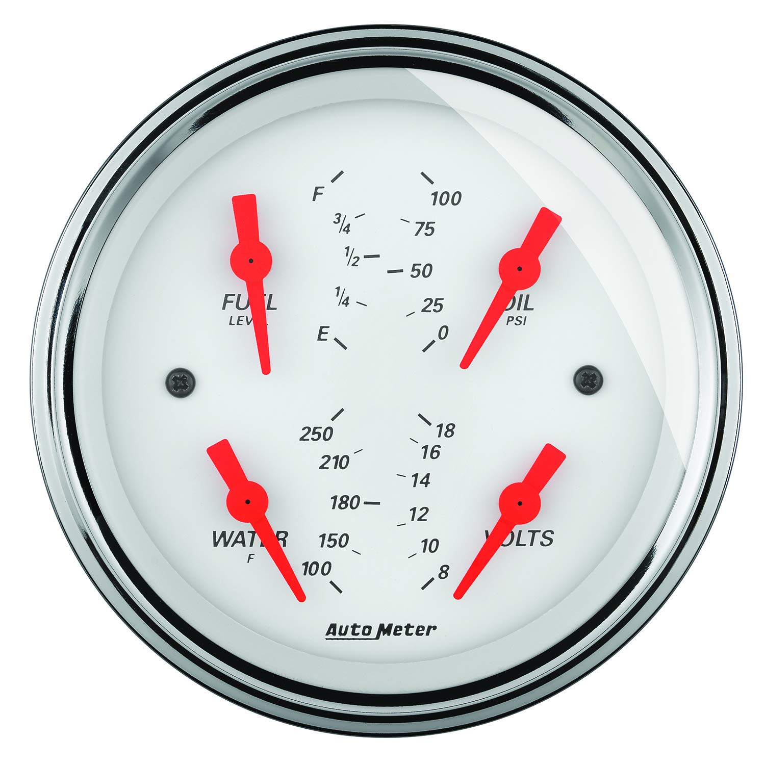 Quad Gauge Auto Meter 1314 Arctic White,3.375 in.