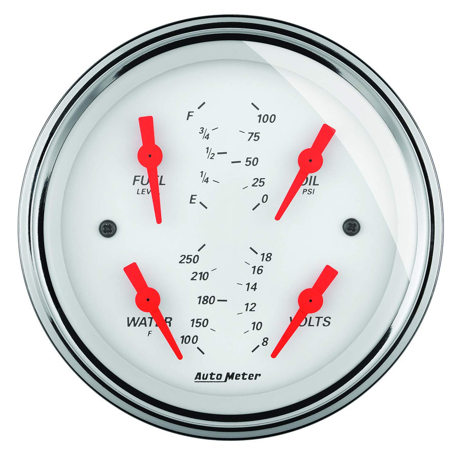 Quad Gauge Auto Meter 1314 Arctic White,3.375 in.