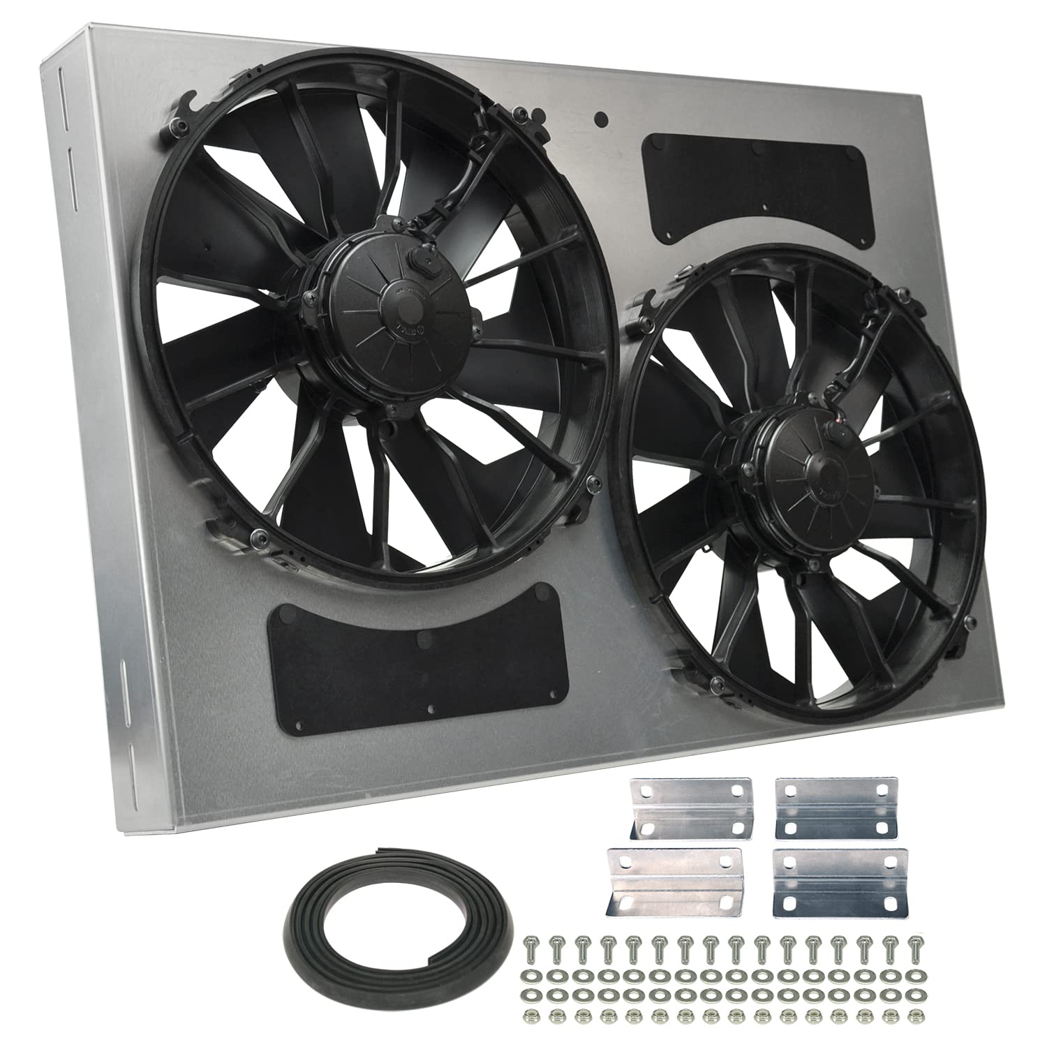 High Output Derale Performance 16842 Gray/Black Dual Radiator Fan