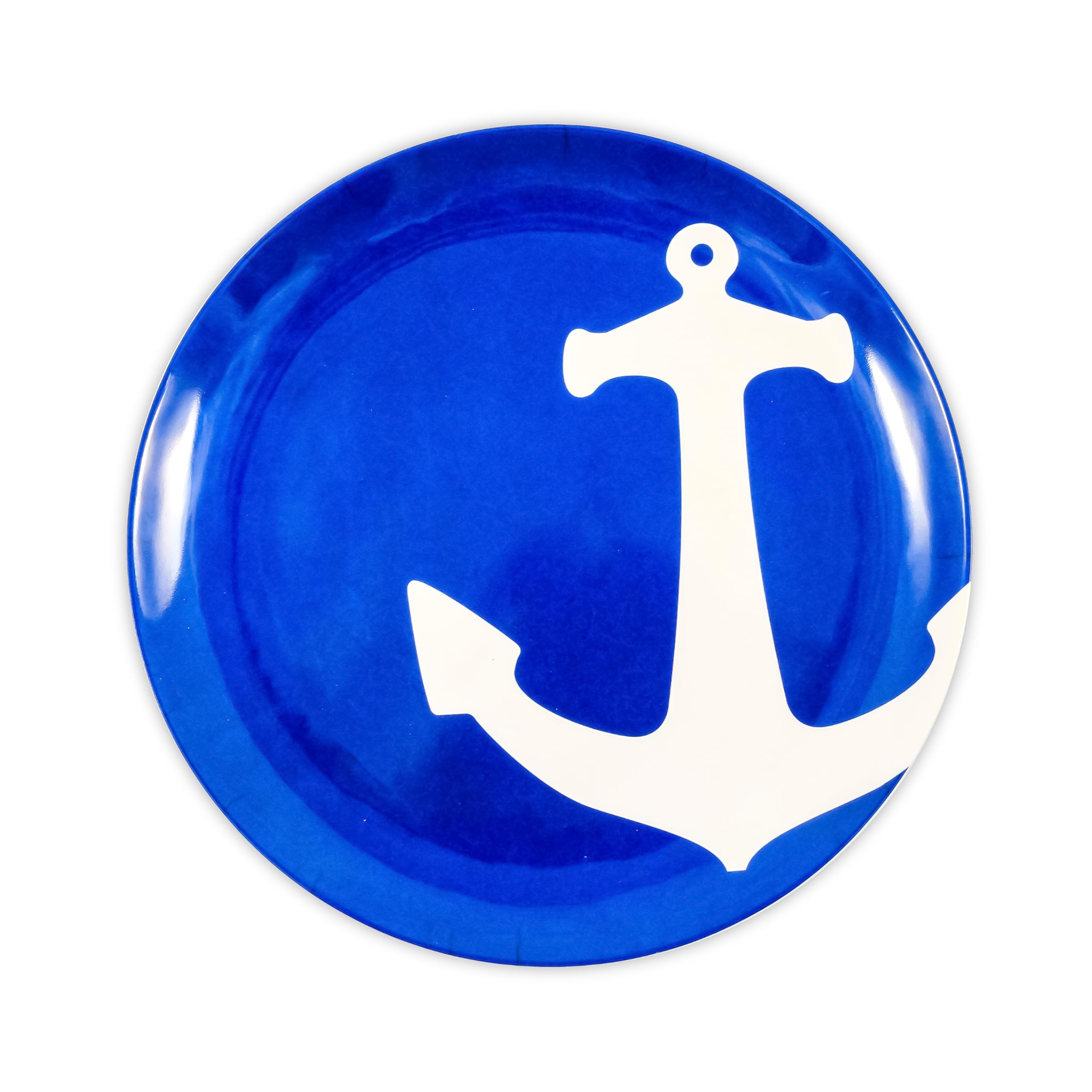 12 Piece Camco Melamine Dishware Set - Features Blue and White Nautical Design - Includes 4 Bowls, 4 Salad Plates, & $ Dinner Plates - Dishwasher Safe Dish Set (41951)