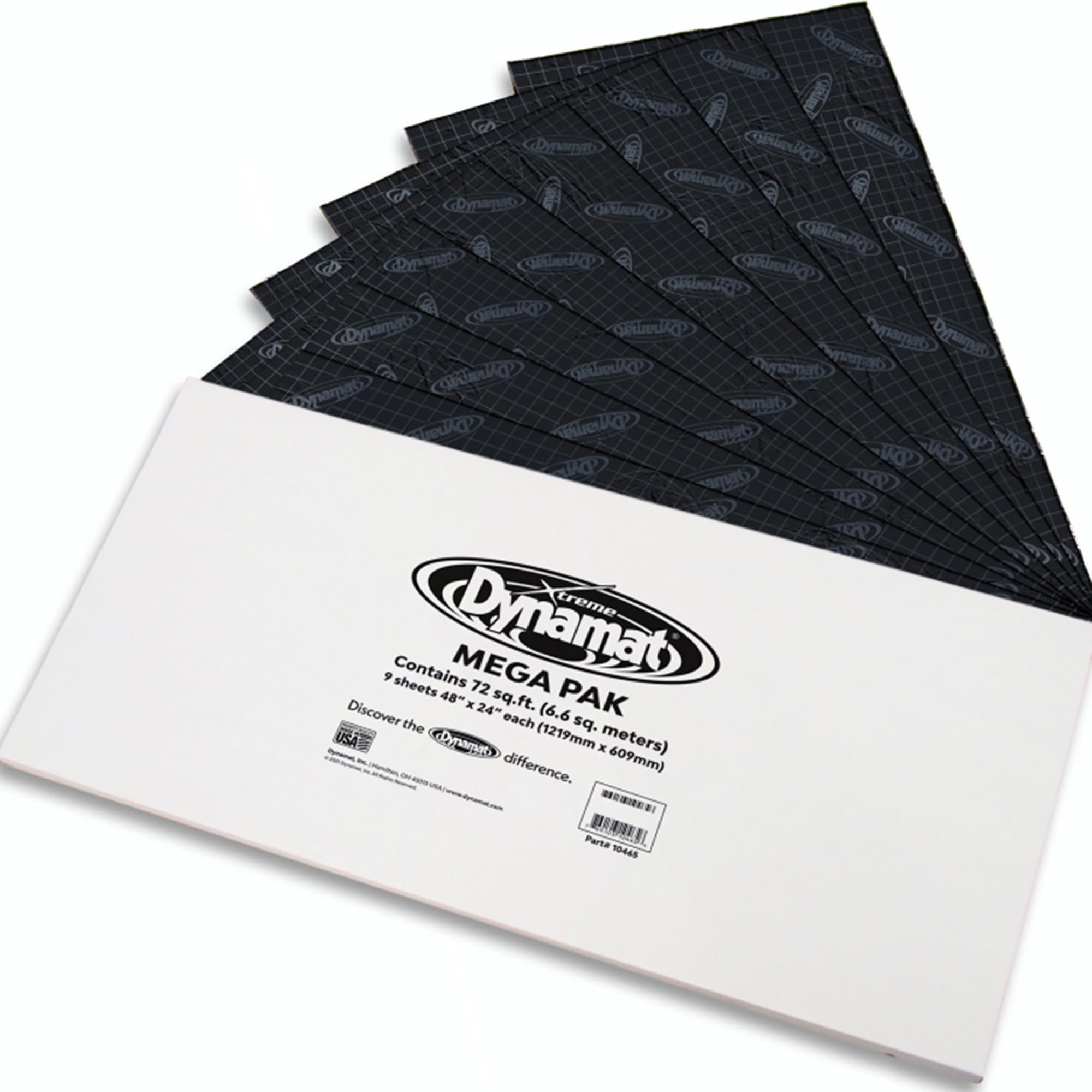 Dynamat Xtreme Car Insulation Sound Deadening Mega Pak 10465 – Noise Dampening for Floor, Doors, Panels, Hood or Trunk – Easy Self Adhesive Install – Made in USA – 9 Sheets 24”x48”, 72 sq ft total