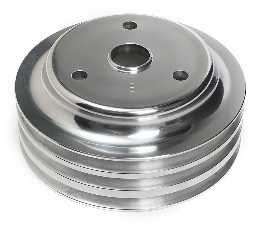Polished Aluminum Trans-Dapt 6058 3-Groove Crankshaft Pulley