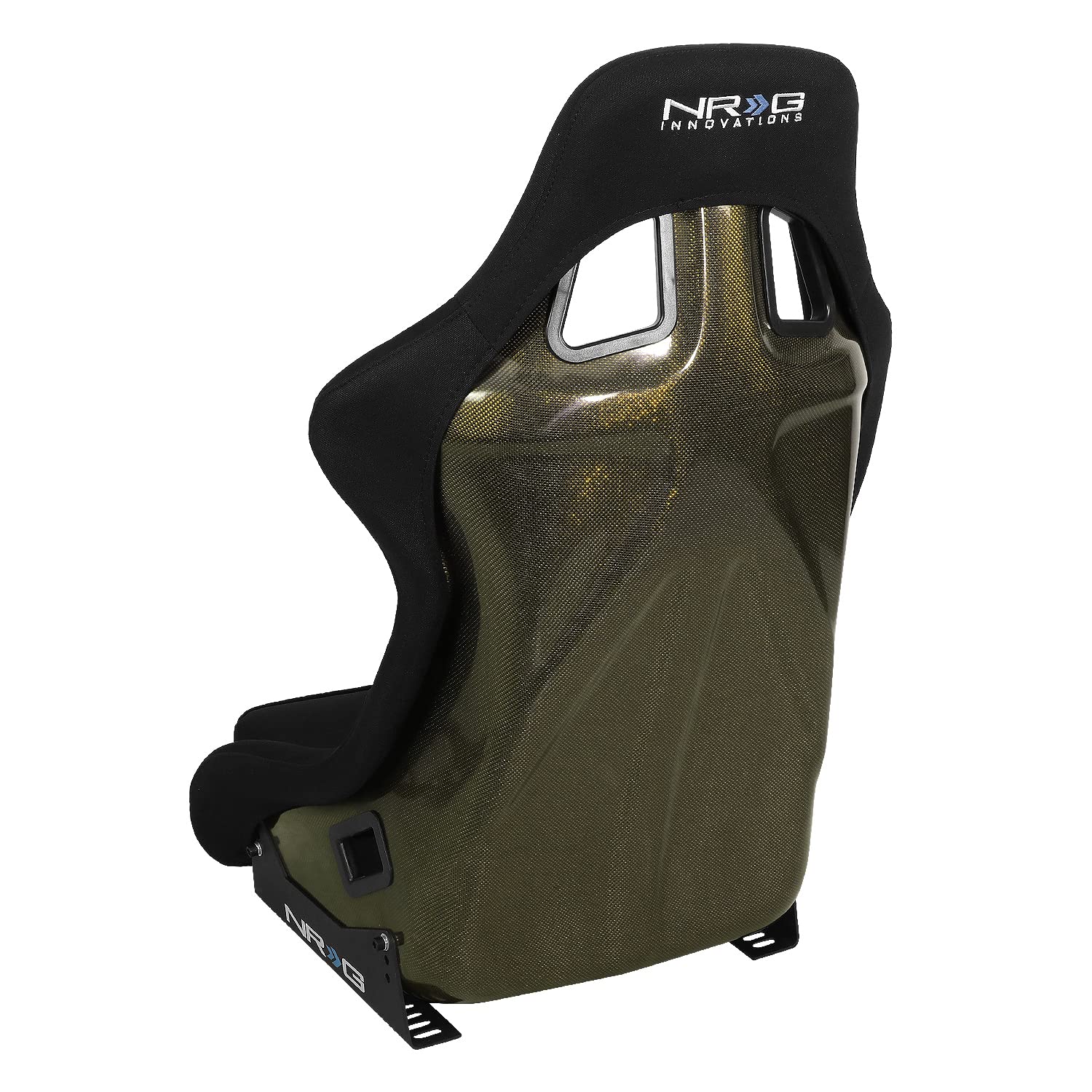 NRG Innovations Fixed Back NRG-RSC-302CF-GD Bucket Racing Seat with Universal Side Mount Bracket,Gold Carbon Fiber Back, Black/Gold