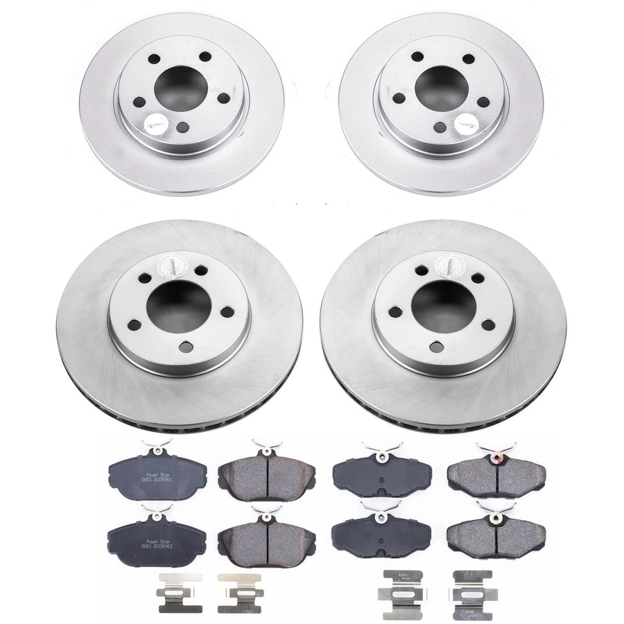 Power Stop CRK1328 Brake Rotor Coated and Ceramic Brake Pads- Front & Rear For Ford Taurus 1994-2000, Lincoln Continental 1993-1994, Mercury Sable 1994-2000 [Model Specific]