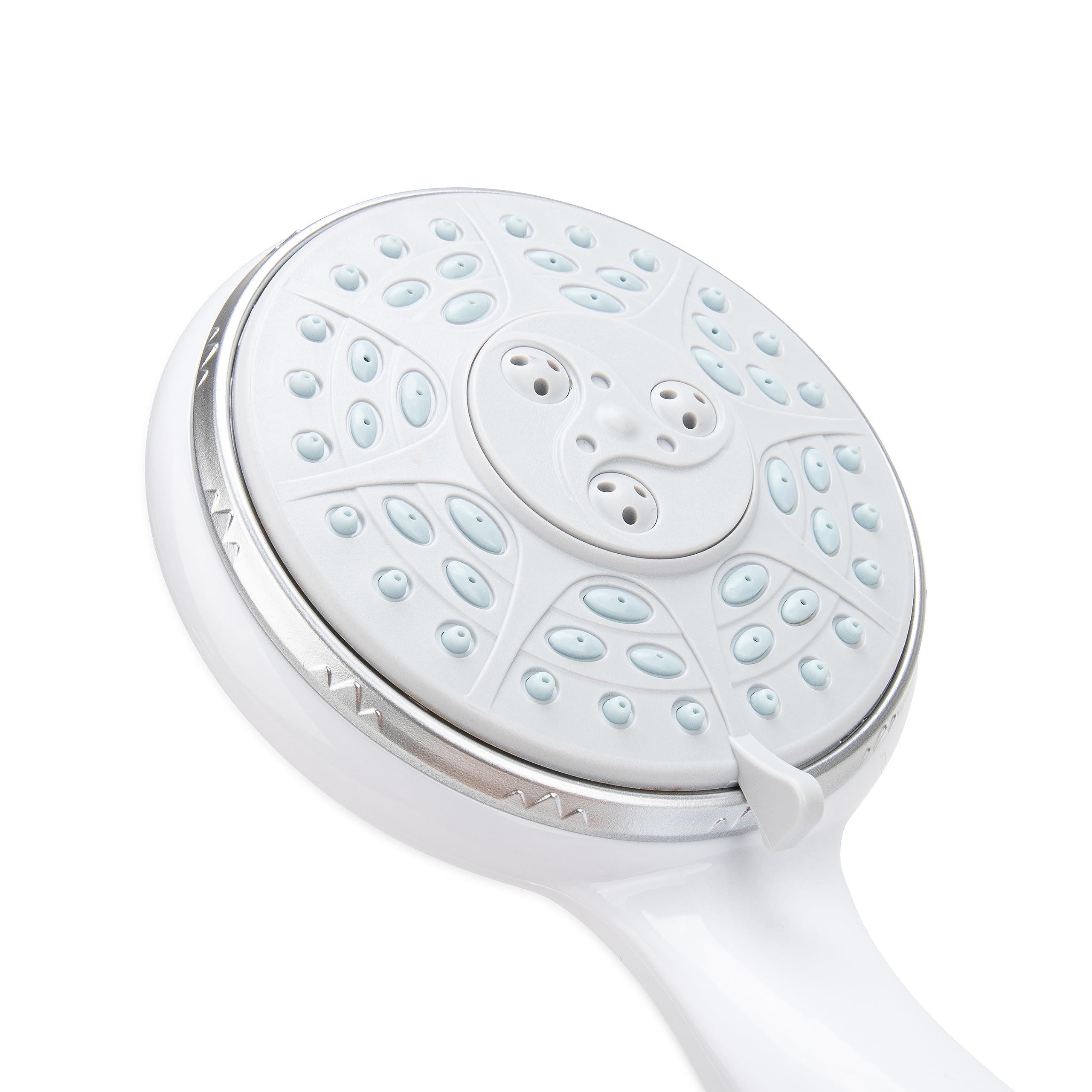Camco Shower Head RV - Features Convenient On/Off Switch & 5 Different Spray Patterns - Designed to Conserve Potable Water - Simple to Clean w/Rubber Spray Tips - White (43711)