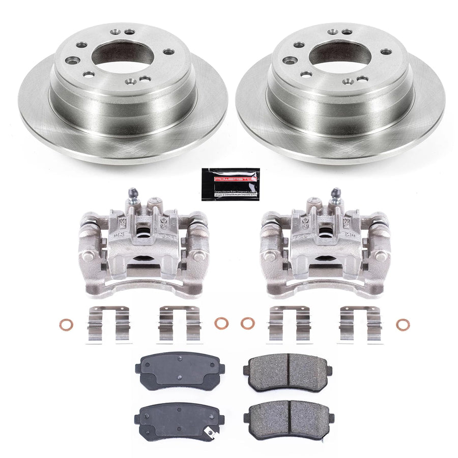 Power Stop KCOE6093A Rear Brake Kit-Drilled/Slotted Rotors, Ceramic Brake Pads & Calipers Stock Replacement For Hyundai Tucson 2010-2015, Kia Sportage 2011-2016 [Model Specific]