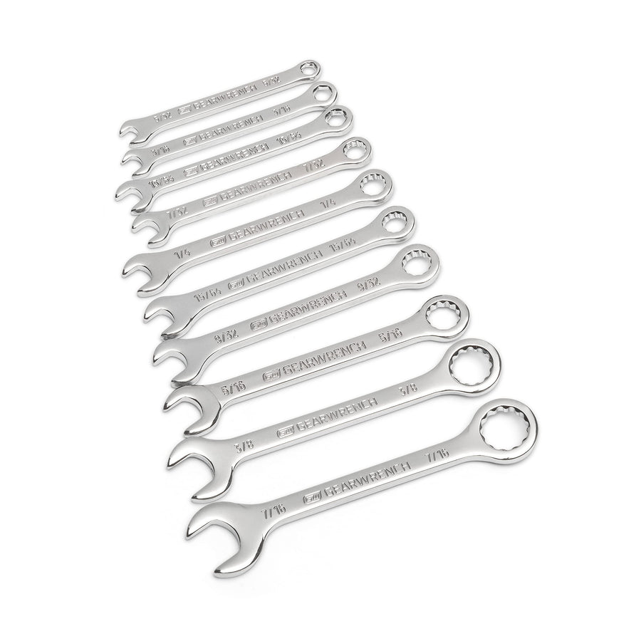 10 Piece SAE Midget Combination Wrench Set GEARWRENCH - 86560