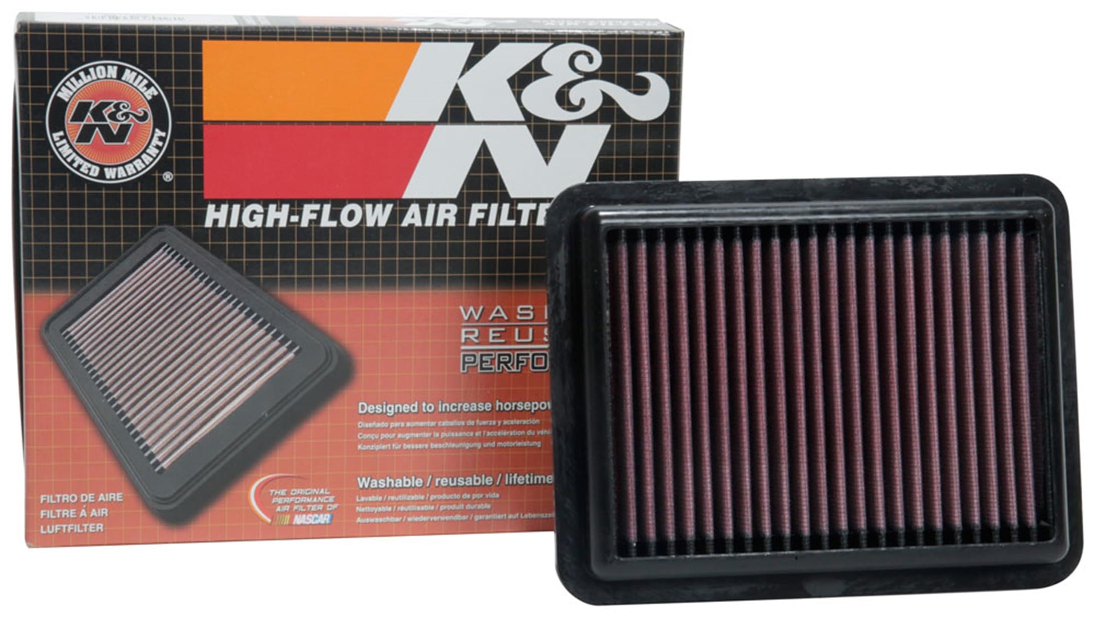 K&N Original High-Flow Lifetime Engine Air Filter: Increase Power: Premium, Washable: Compatible with 2017-2025 Nissan: Note, Kicks, Versa, 33-5087