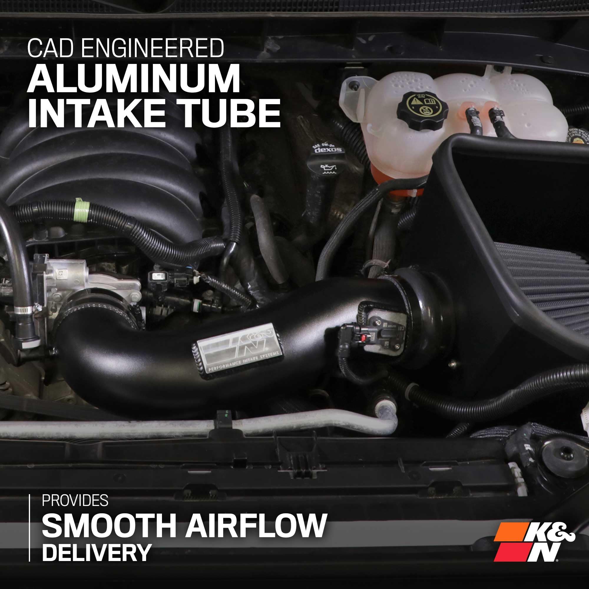 Cold Air Intake System K&N: Dry-Flow Air Filter, Increase Performance & Towing: Compatible with 2019-2025 Chevy/GMC/Cadillac Silverado 1500, Suburban, Tahoe, Sierra 1500, Yukon, Escalade, 71-3110
