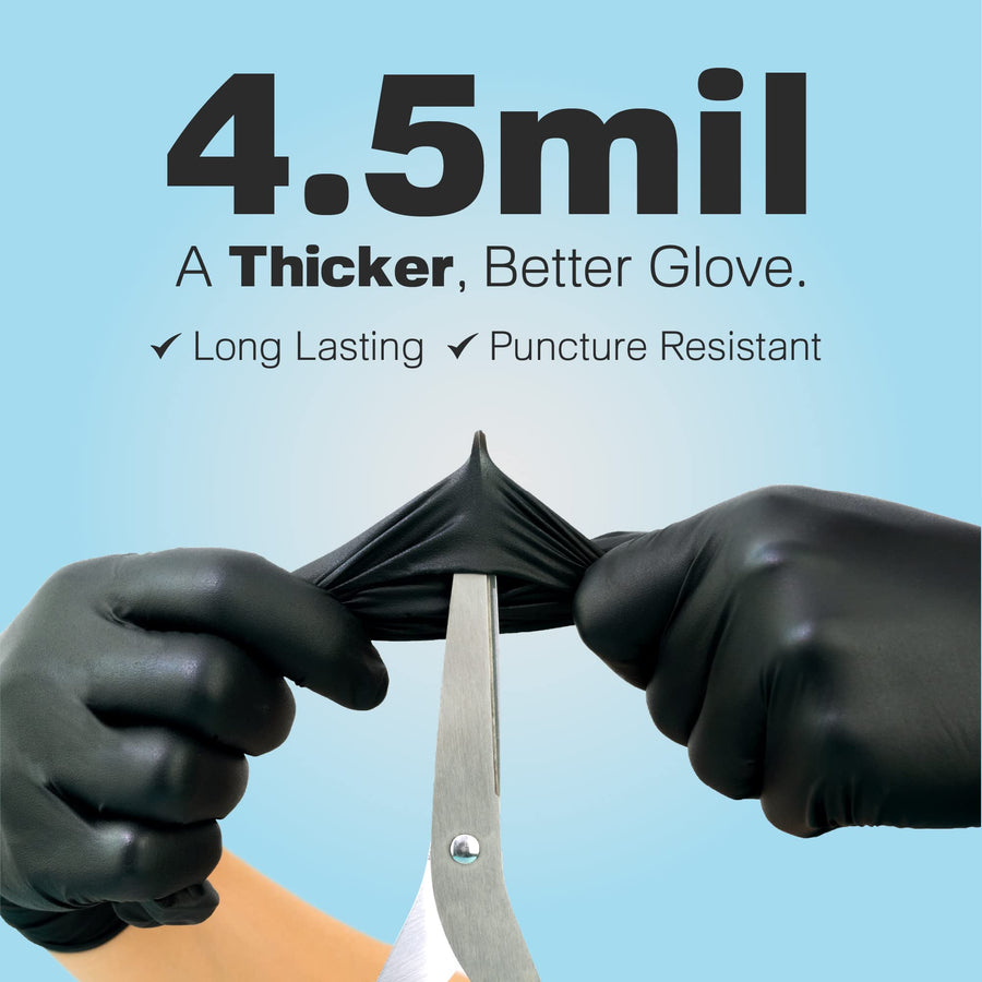 Nitrile Gloves Raxwell - Powder-Free Disposable Gloves - For Barber & Cosmetology Supplies - Large, Black, Pack of 100, 4.5 mil