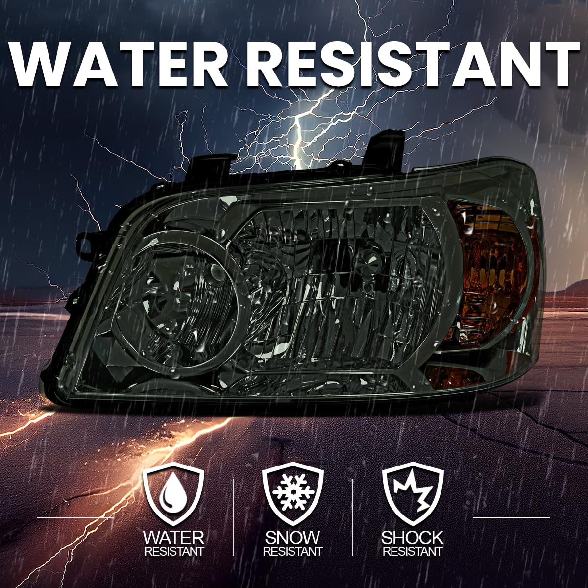 Smoke SPEC-D TUNING Headlights Compatible with 2004-2007 Toyota Highlander, Left + Right Pair Headlamp Assembly