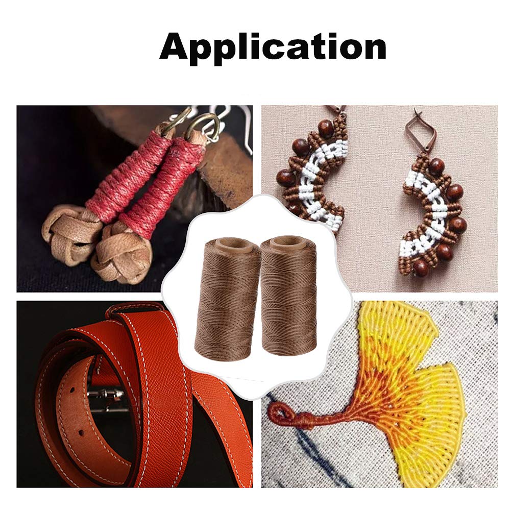 1 Roll JEWELEADER About 280 Yards Flat Waxed Polyester Cord 1mm Leather Sewing Thread Rattail Beading String for Jewelry Making Kumihimo Shamballa Friendship Bracelet Weaving - Camel