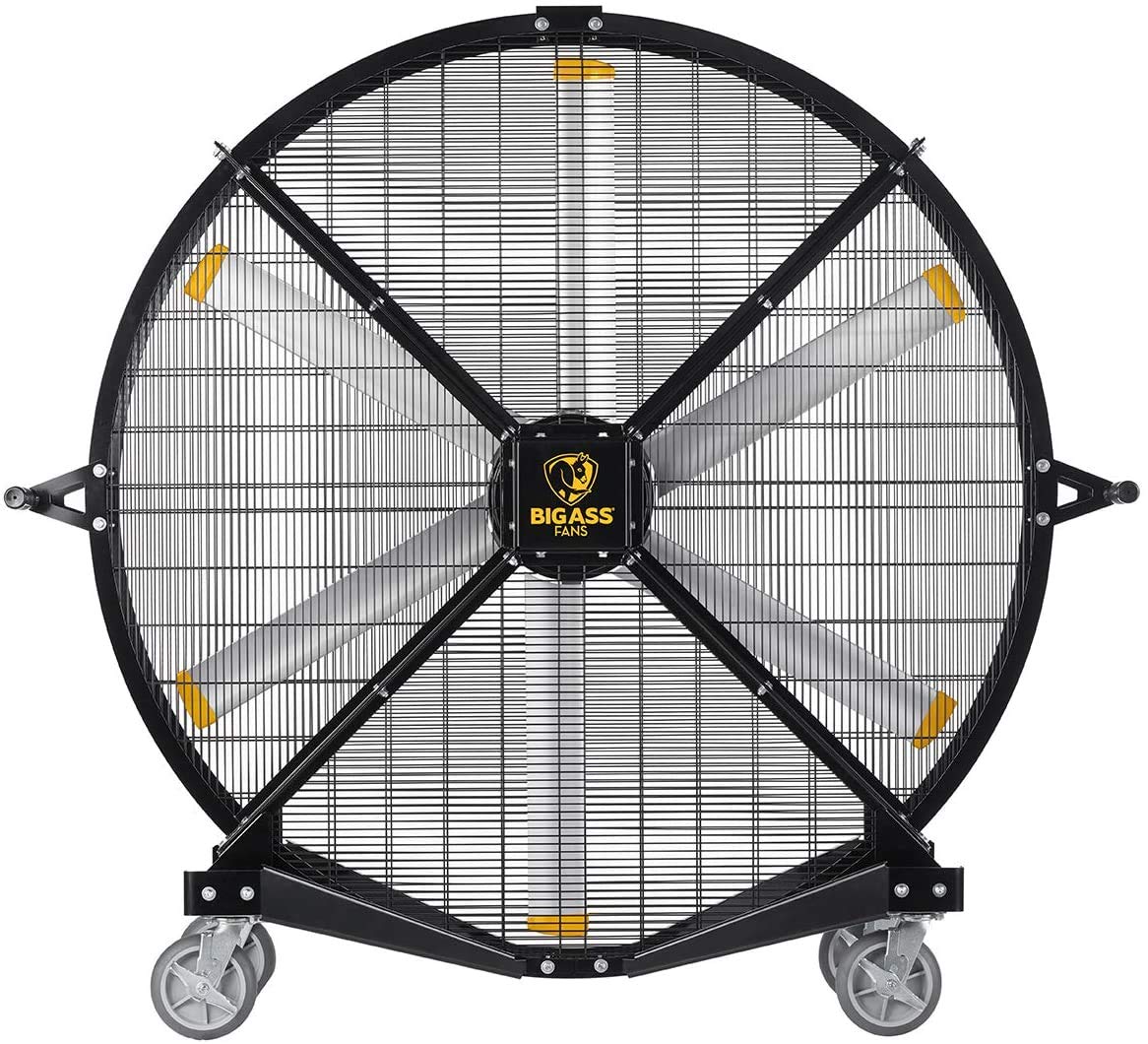Black Jack - Big Ass Fans, 6' Indoor/Outdoor Mobile Fan with Wheels, Onboard Variable Speed Control, OSHA Compliant Steel Cage, IPX5 Rated, Pre-Assembled, Black
