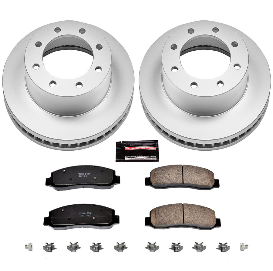 Power Stop CRK5412 Brake Rotor & Coated Ceramic Brake Pads- front For Ford F-250 Super Duty 2009-2011, Ford F-350 Super Duty 2010-2011 [Model Specific]