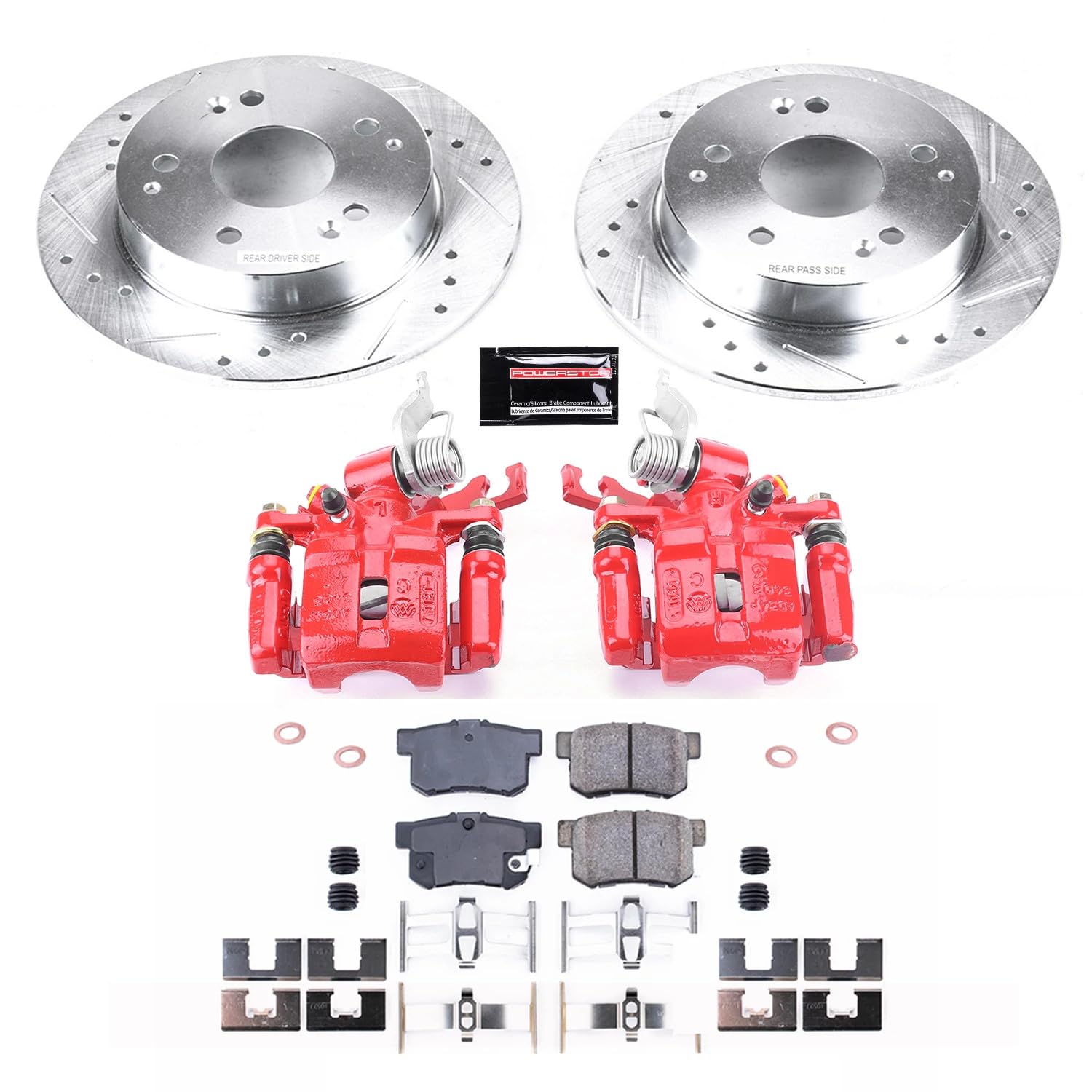 Power Stop Z23 Evolution KC2270D Rear Brake Caliper Kit- Brake Rotors, Brake Pads, Brake Calipers For Honda Accord 1998-2002 [Model Specific]