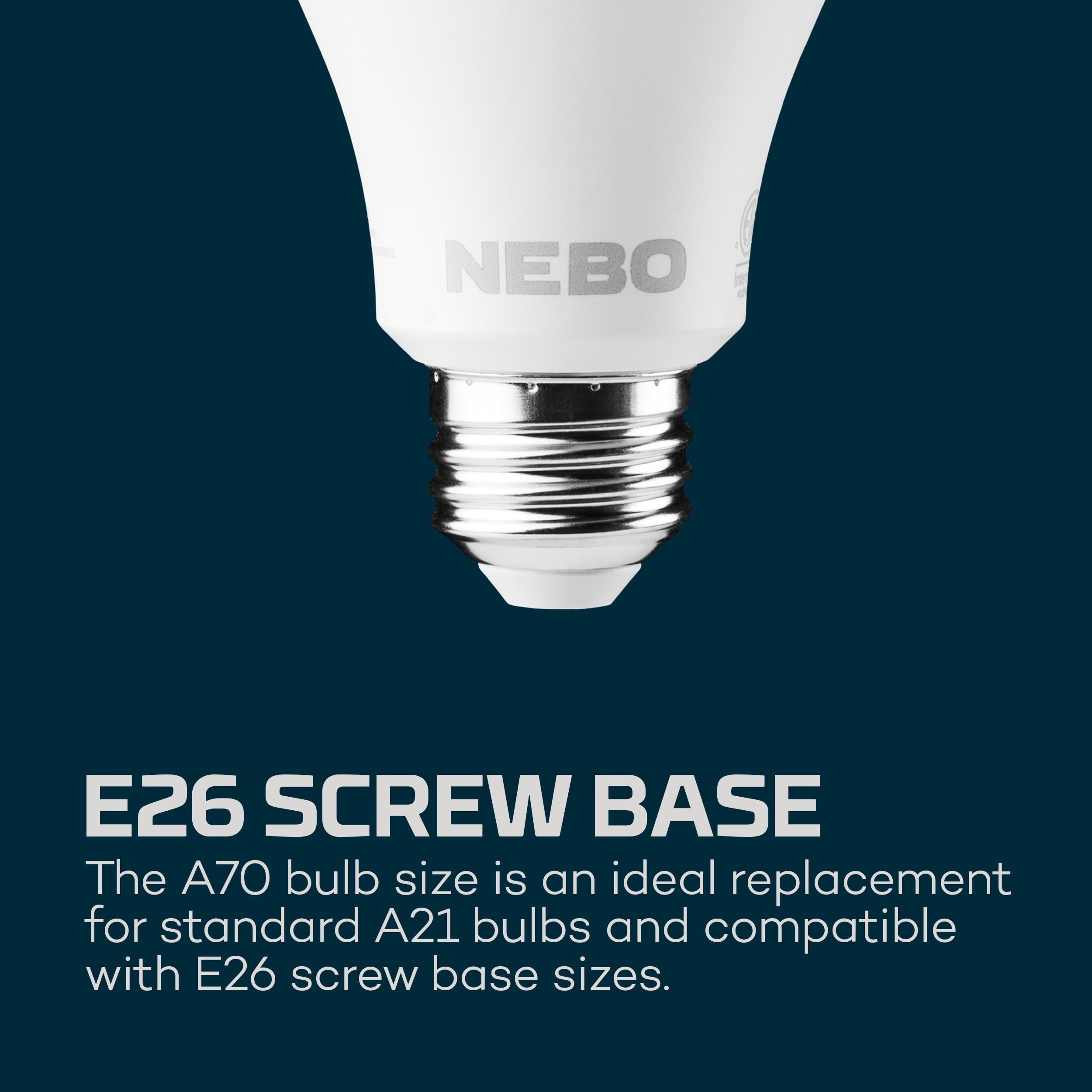 BLACKOUT BACKUP NEBO Emergency Bulb | 850 Lumens, 4 Light Modes, LED Rechargeable Light Bulb, Automatic Charging, Works Without Power, E26 Screw Base, Includes Power Cap & Portable Hanging Hook