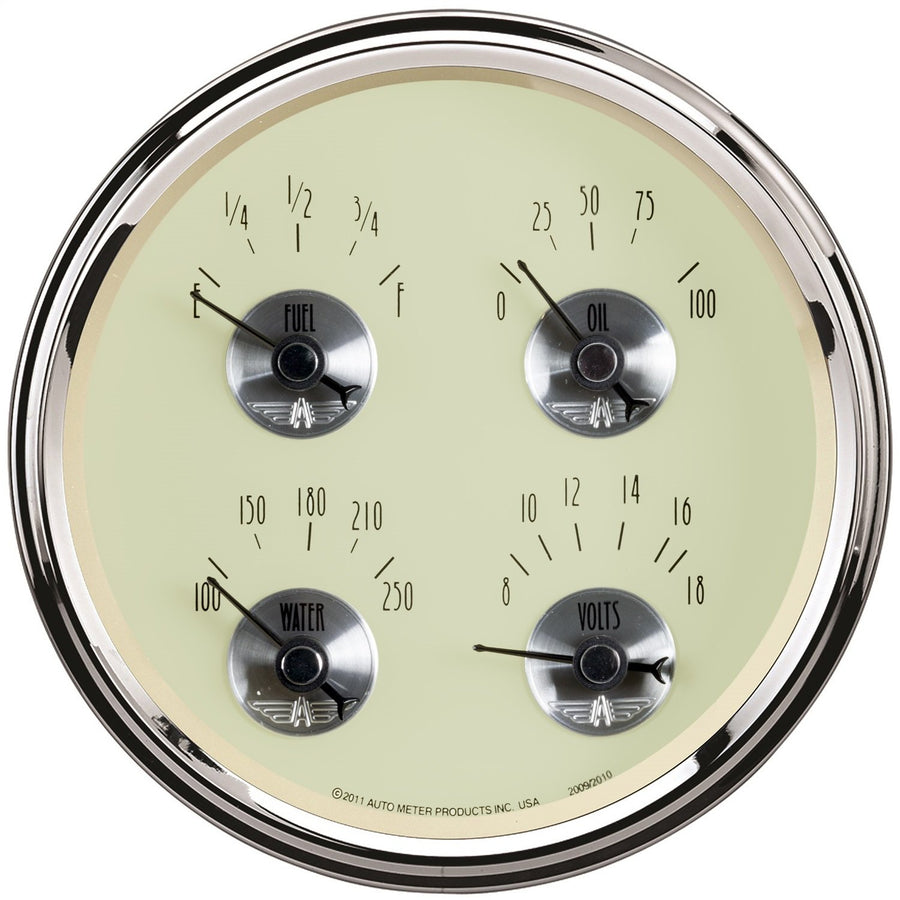 Prestige Series Auto Meter 2010 Antique Ivory Quad Gauge