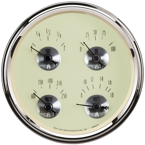 Prestige Series Auto Meter 2010 Antique Ivory Quad Gauge
