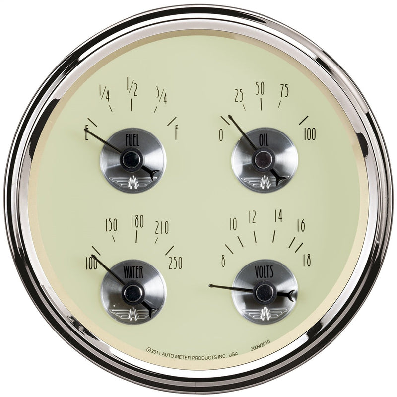 Prestige Series Auto Meter 2010 Antique Ivory Quad Gauge