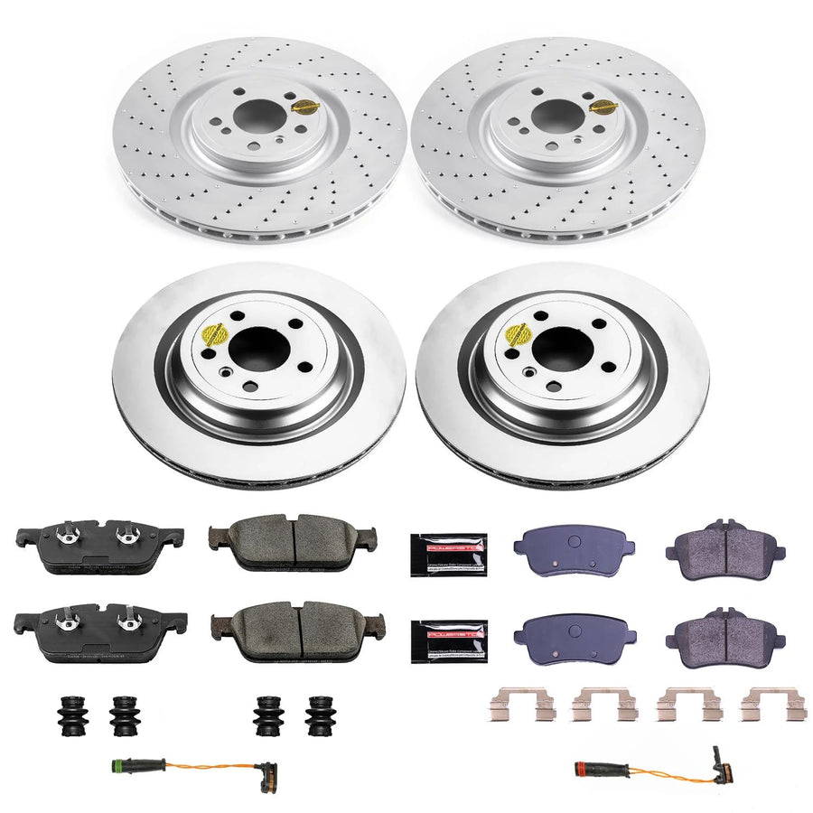 Power Stop Z23 Front and Rear Coated Rotor Kit-Coated Brake Rotors & Carbon Ceramic Brake Pads
