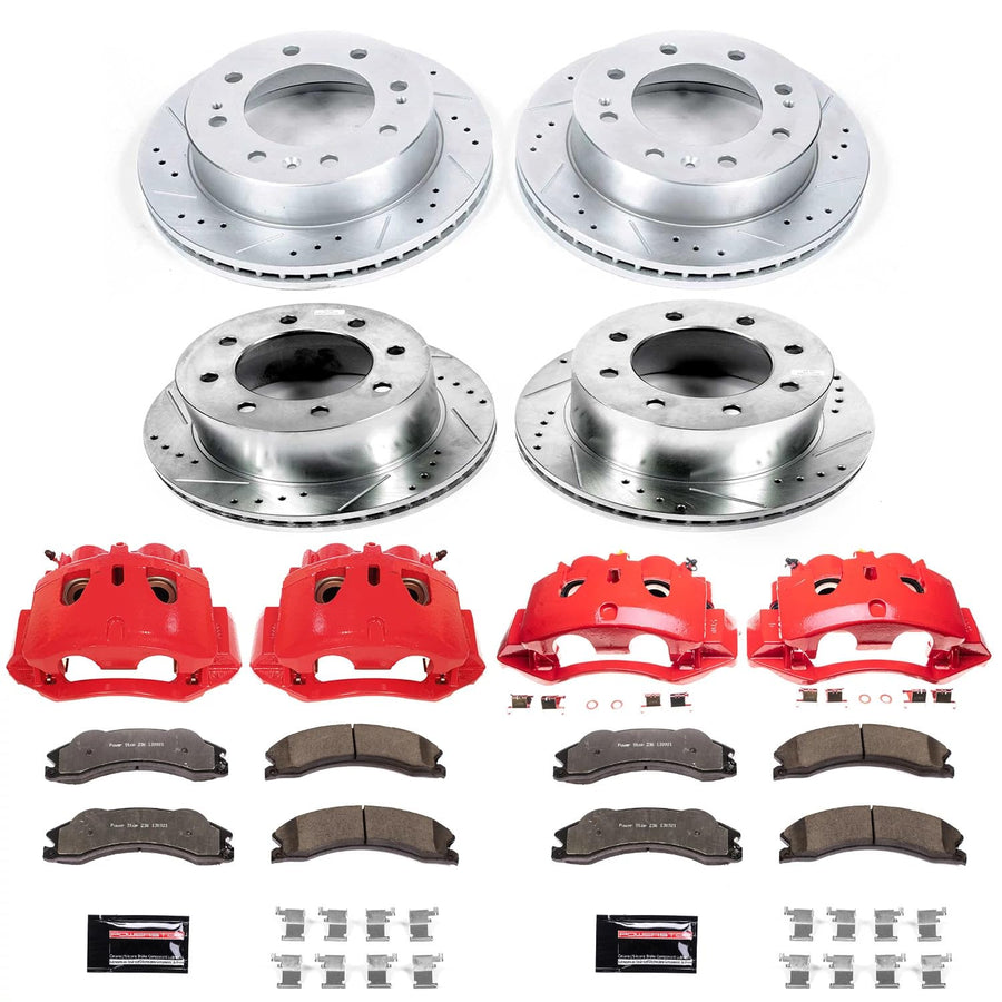 Power Stop Z36 Truck & Tow KC5560-36 Front and Rear Caliper Kit-Drilled/Slotted Rotors, Brake Pads, Calipers