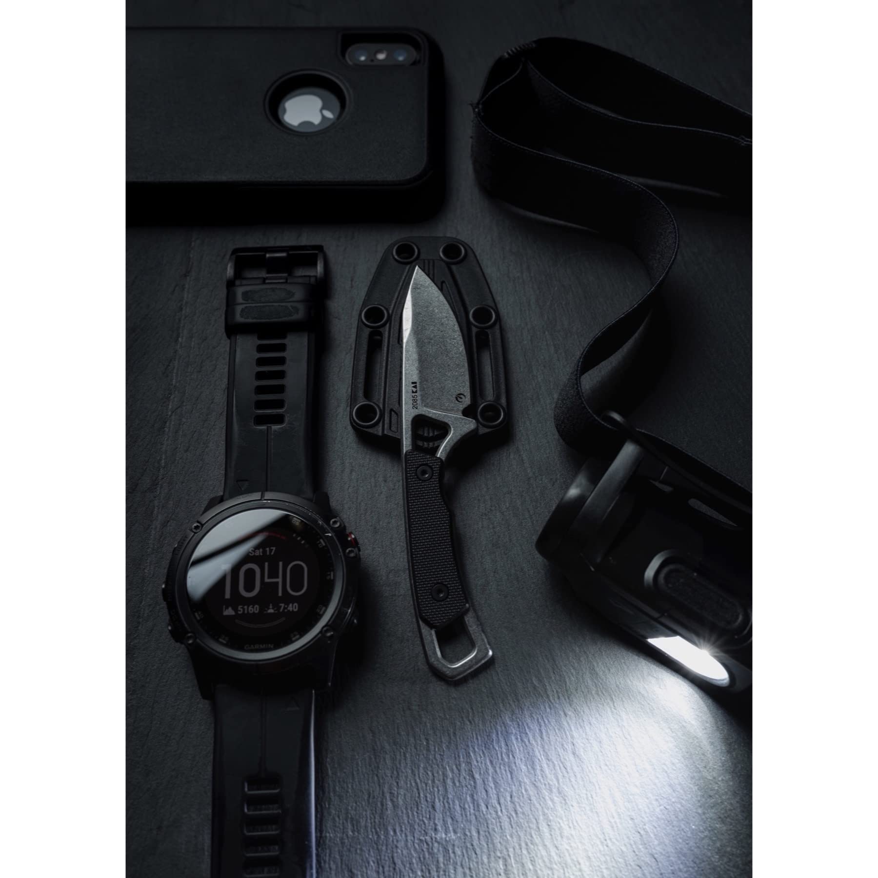 Kershaw Drop Point Brace Pocket Knife, 2-in. Blade, Molded Neck Sheath, Fixed Blade (2085), Black