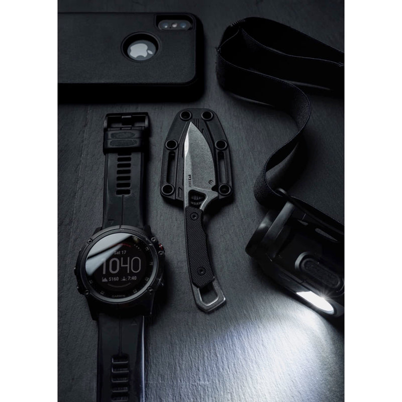 Kershaw Drop Point Brace Pocket Knife, 2-in. Blade, Molded Neck Sheath, Fixed Blade (2085), Black
