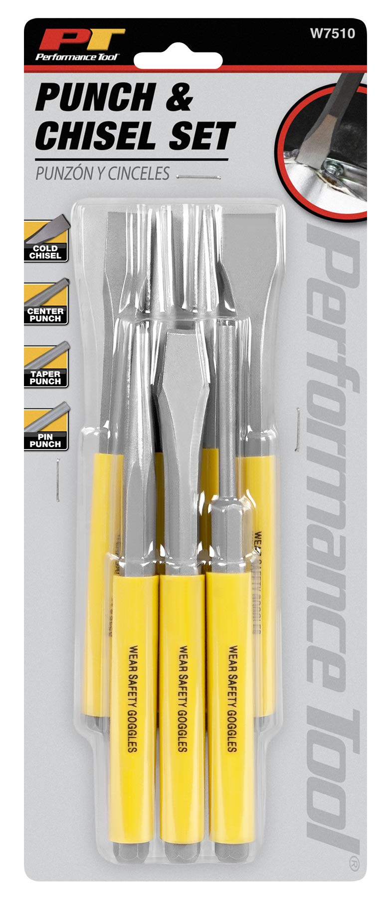 7pc Performance Tool W7510 Punch and Chisel Set