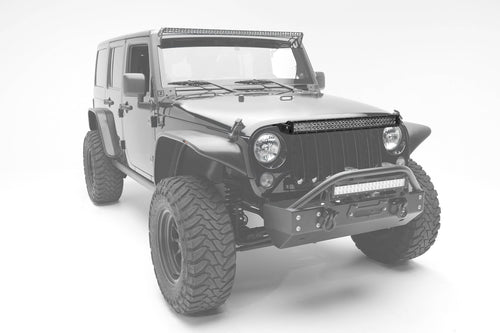 ZROADZ LED Grille Bracket - Compatible w/ 2007-2018 Jeep JK - to Mount 30 Inch LED Light - Mild Steel Gloss Black Finish - Bolt-On Easy Installation - PN #Z344821