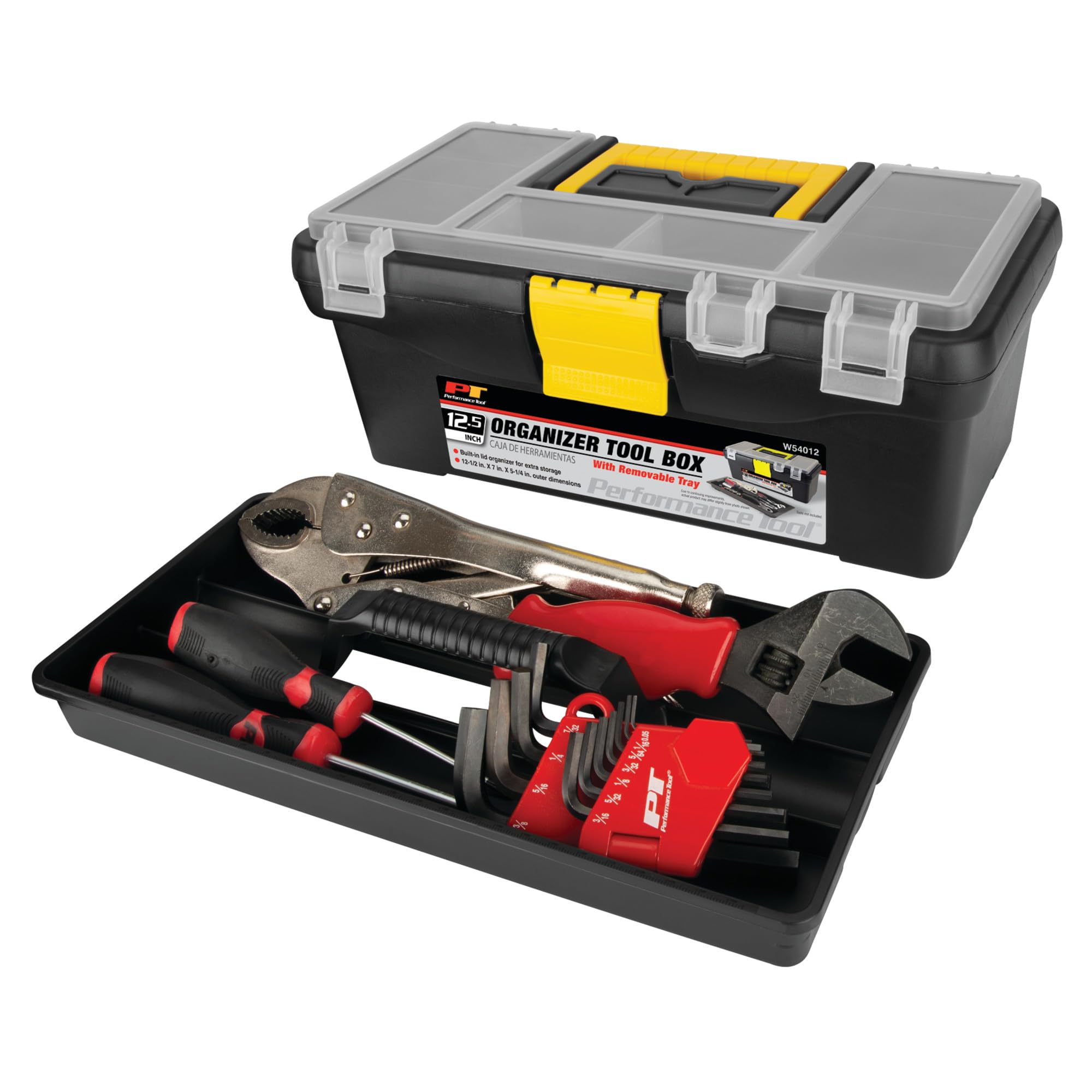 Heavy Duty Performance Tool W54012 Plastic Organizer Tool Box for Workshops and Garages, Black, 12.5-Inch