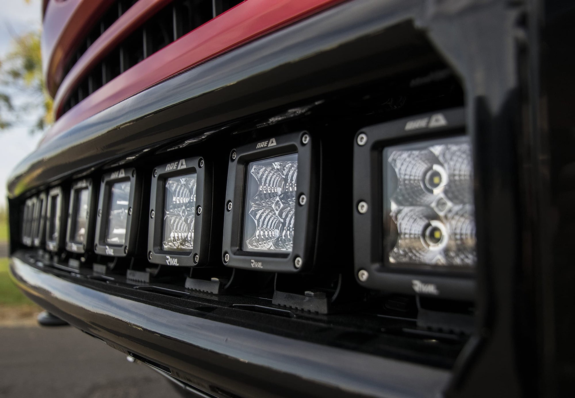 A.R.E. Lighting Rival System | 23705-81723 | 3.1" LED Cube Spot Light, Pair (comes with wiring harness/switches),Black Housing/White Light