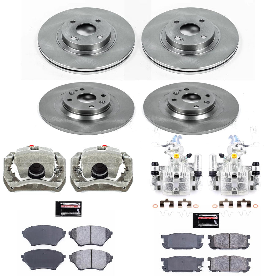 Power Stop KCOE4468 Replacement Autospeciality Front and Rear Caliper Kit- OE Rotors, Ceramic Brake Pads, Calipers For Mazda Miata 2001-2005 [Model Specific]